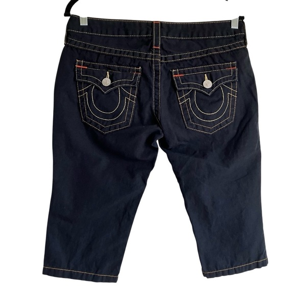 True Religion Vintage Y2K Linen Blend Capri Shorts Jorts Low Rise Flap Pockets - Picture 3 of 16